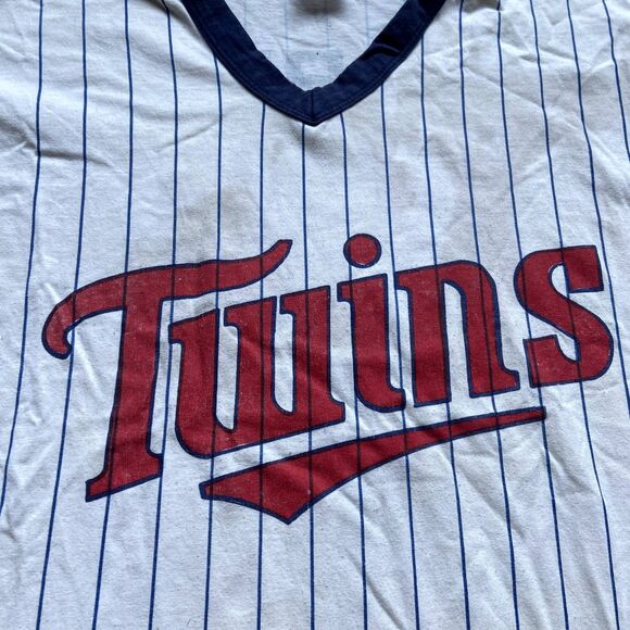 VINTAGE 80S KENT HRBEK #14 MINNESOTA TWINS STRIPED BASEBALL JERSEY SINGLE STITCH - Picture 4 of 8